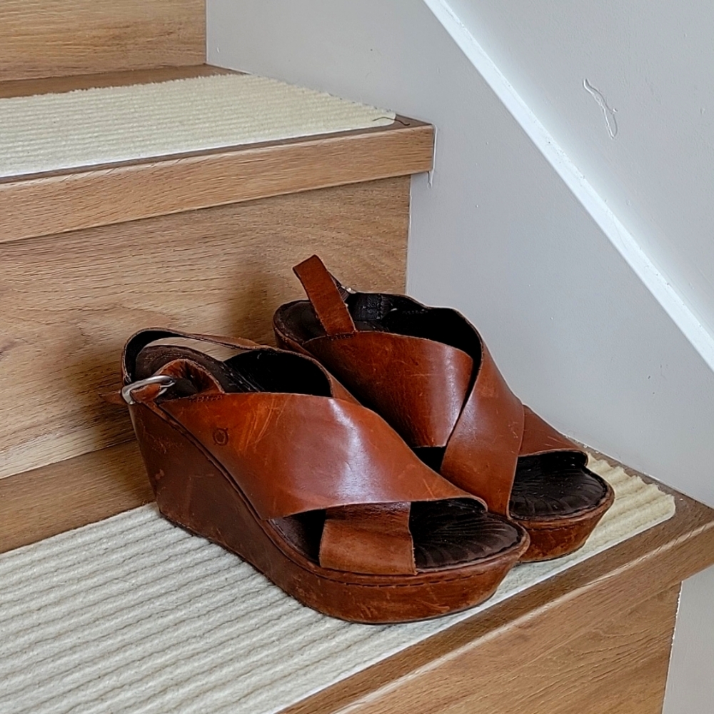 Born brown platform heels